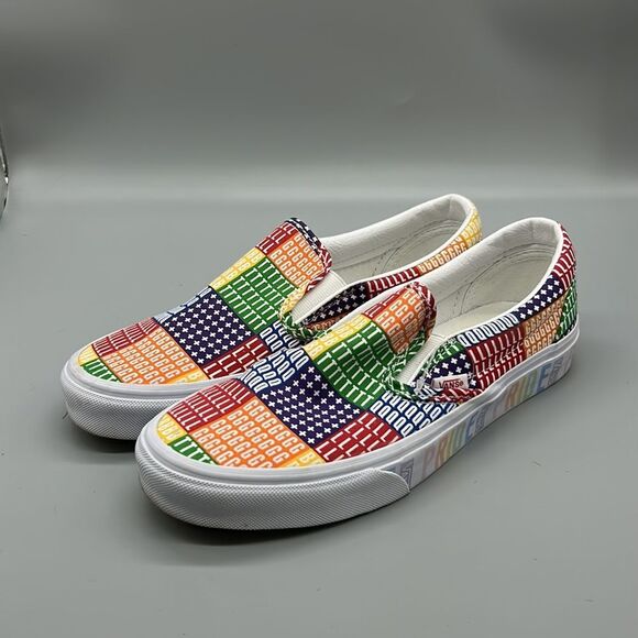 Like new Vans Classic Slip-On PRIDE LGBTQ LGBT Rainbow Multi Color Slip Ons - Picture 4 of 7